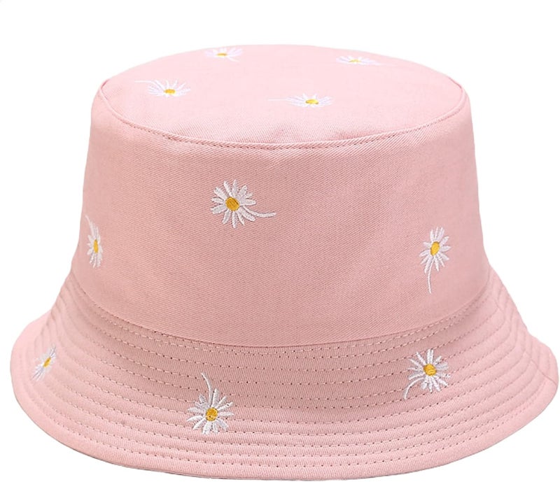 EYBF Flower Reversible Bucket Hat Cotton Summer Travel Beach Sun Hats Emboridery for Women Men - Image 2